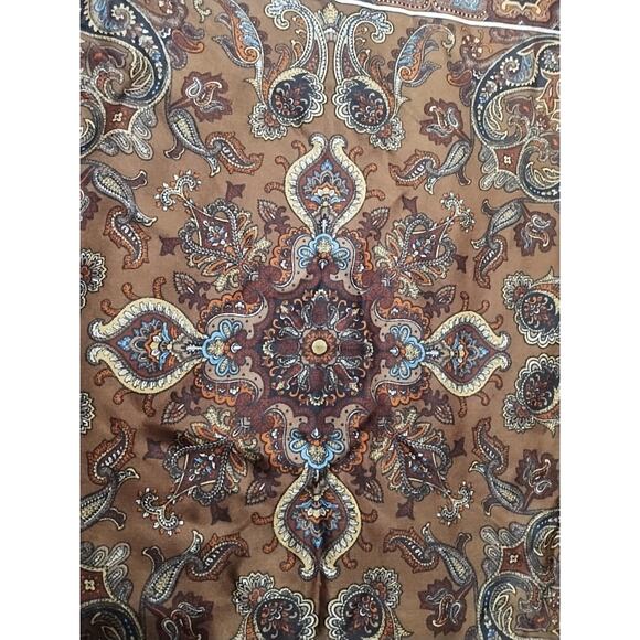 Vintage Liberty of London Silk Square Scarf Brown blue Paisley 23 x 24 mandala - Picture 14 of 16
